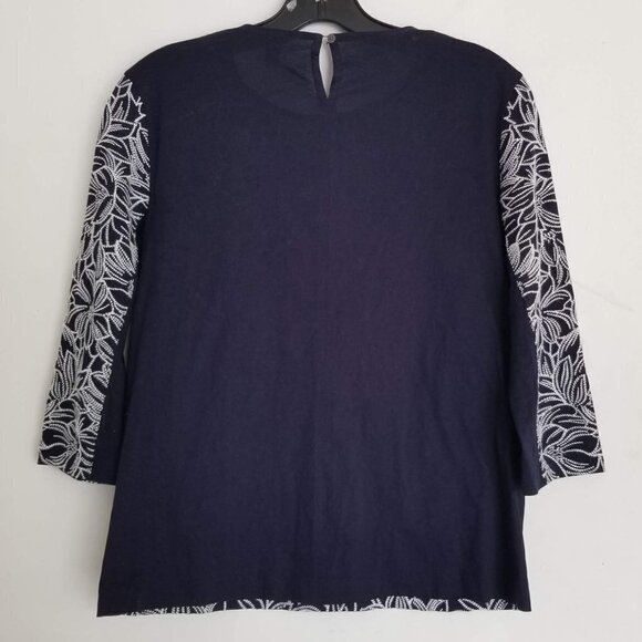 J. Crew Embroidered Wildflower Top Navy Blue Sz XS - Picture 7 of 13